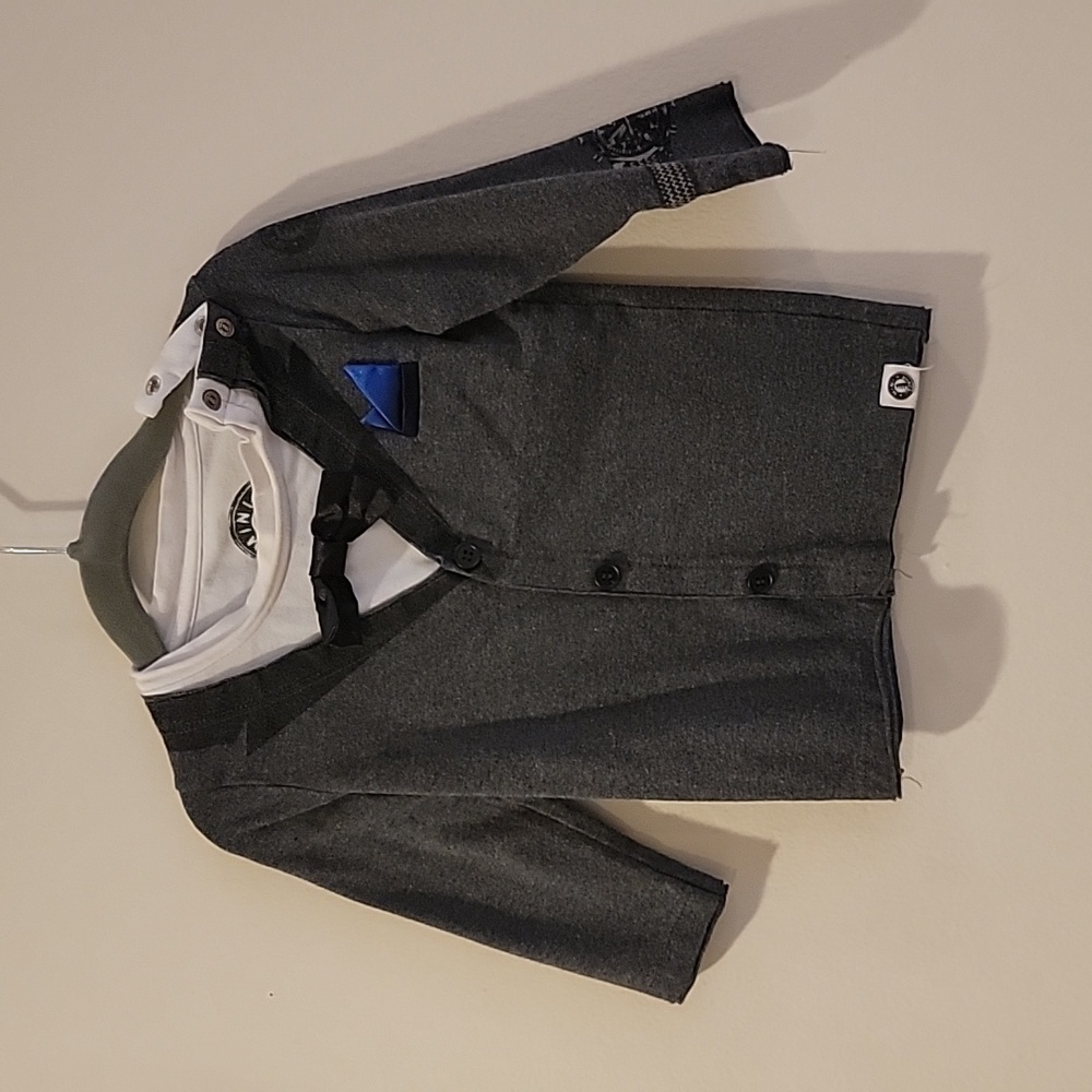 Mini Shatsu tuxedo look bow tie shirt 12 months boys formal